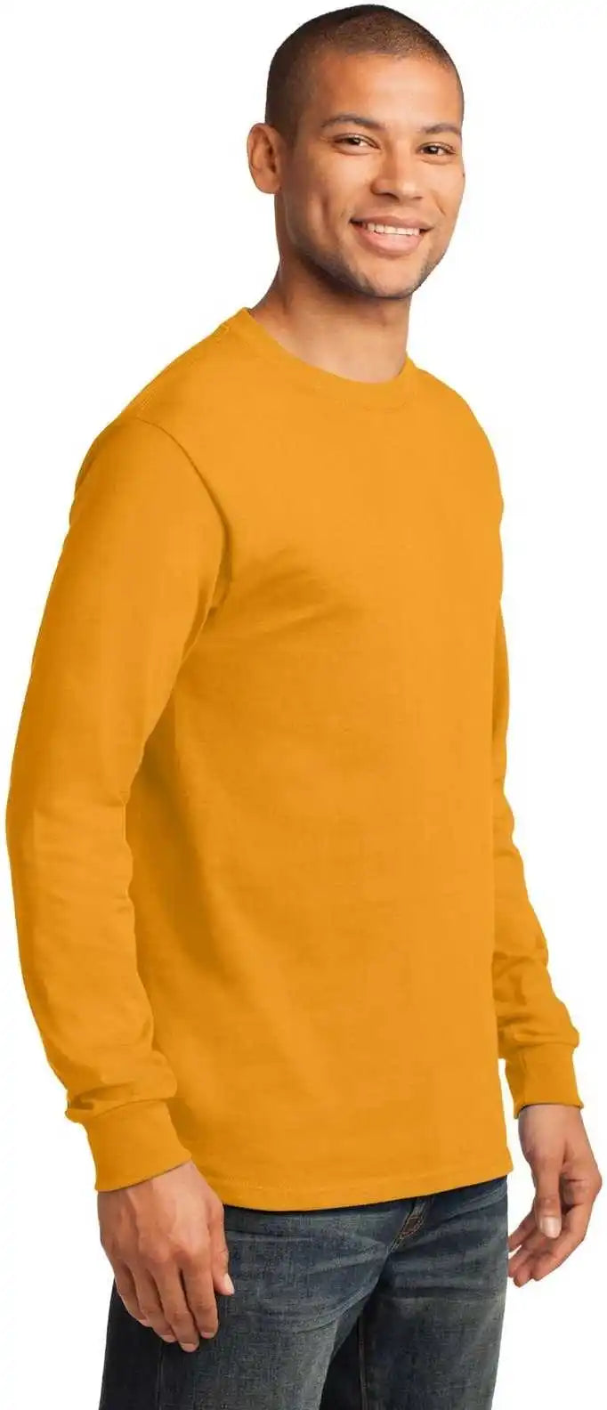 Port &amp; Company Pc61ls Long Sleeve Essential Tee Gold