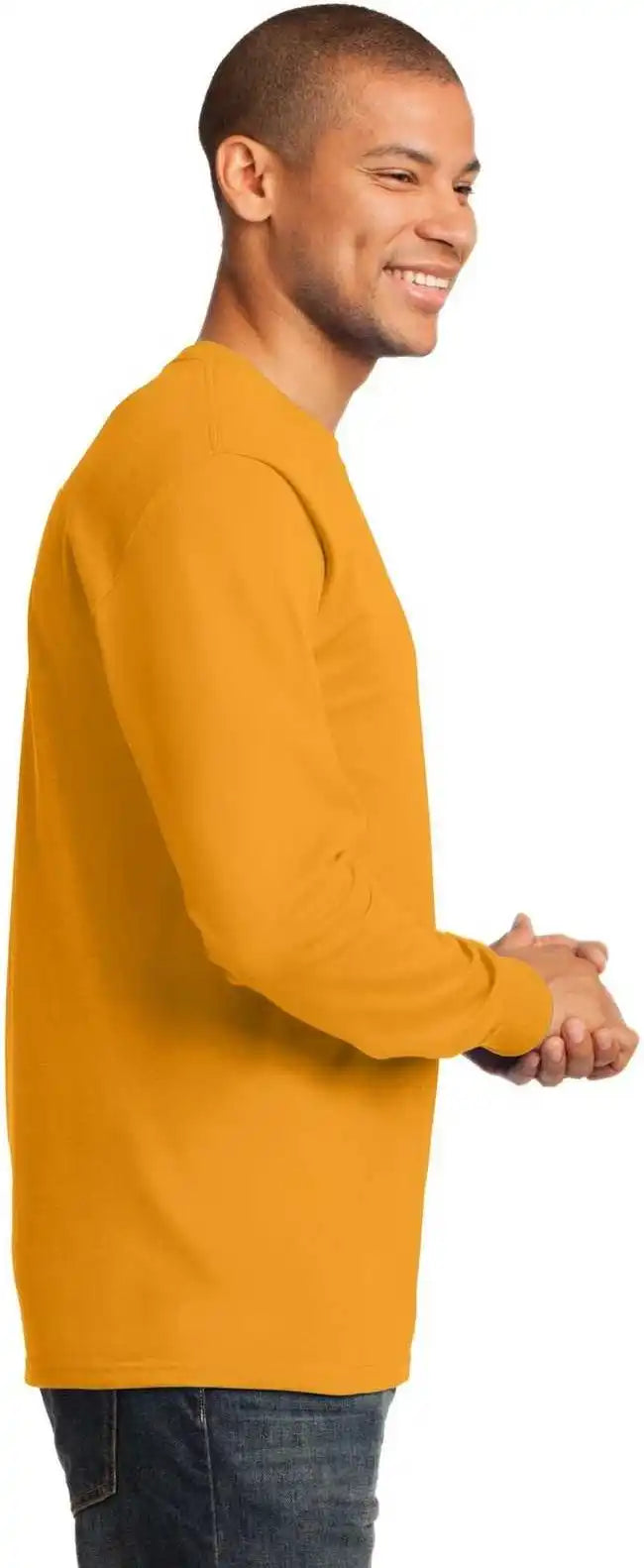 Port &amp; Company Pc61ls Long Sleeve Essential Tee Gold