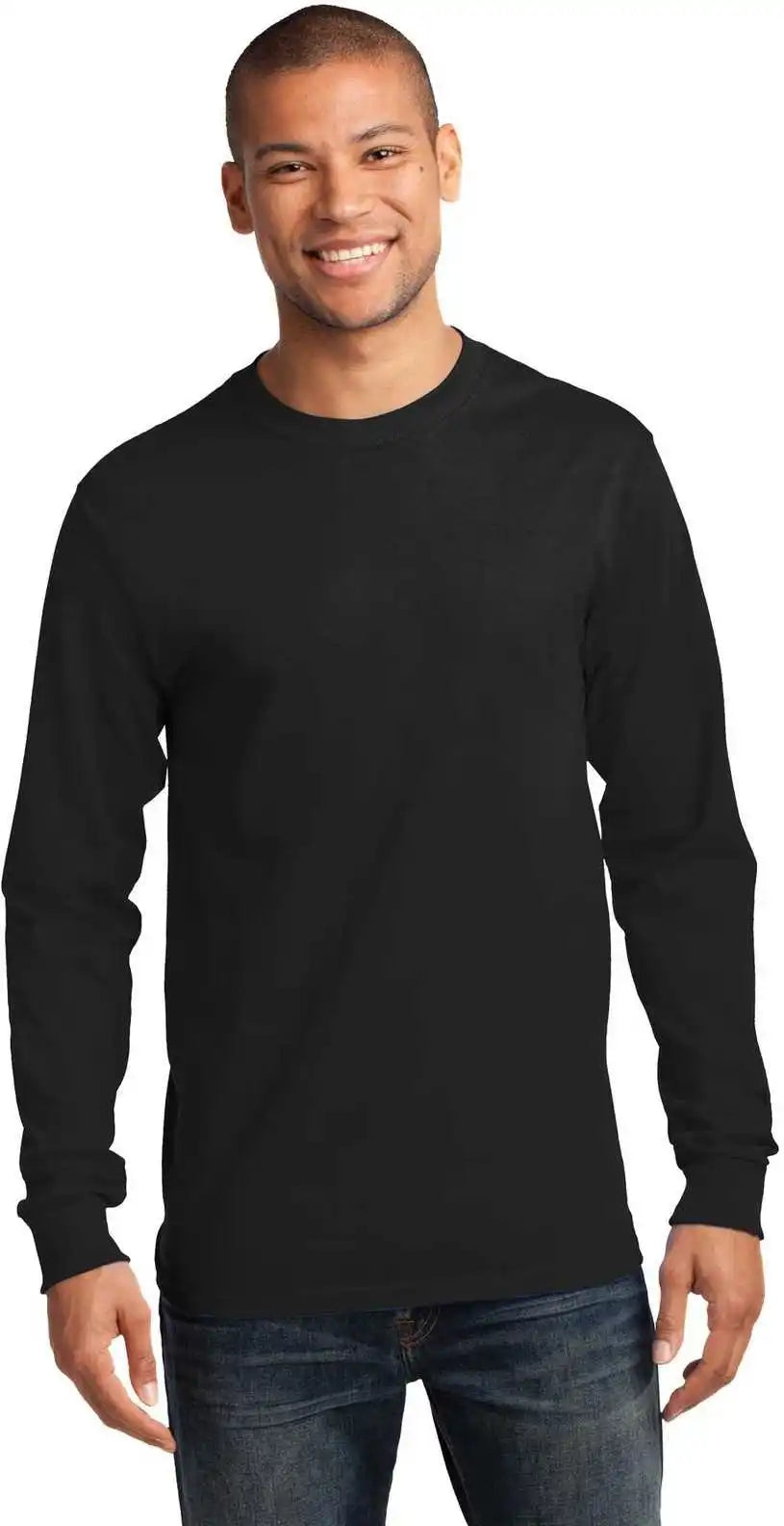 Port & Company Pc61ls Long Sleeve Essential Tee Jet Black