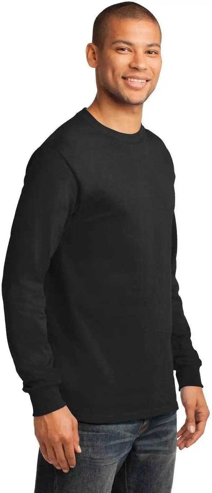 Port &amp; Company Pc61ls Long Sleeve Essential Tee Jet Black