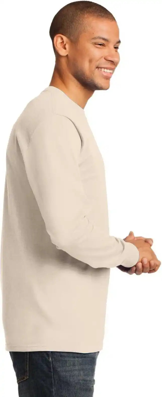 Port &amp; Company Pc61ls Long Sleeve Essential Tee Natural