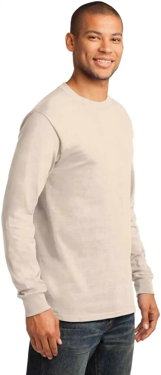 Port &amp; Company Pc61ls Long Sleeve Essential Tee Natural