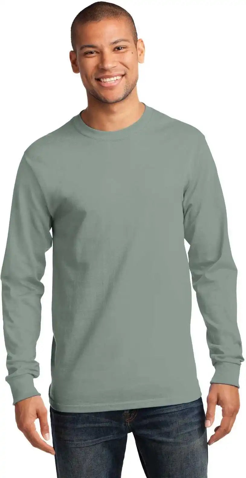 Port & Company Pc61ls Long Sleeve Essential Tee Stonewashed Green
