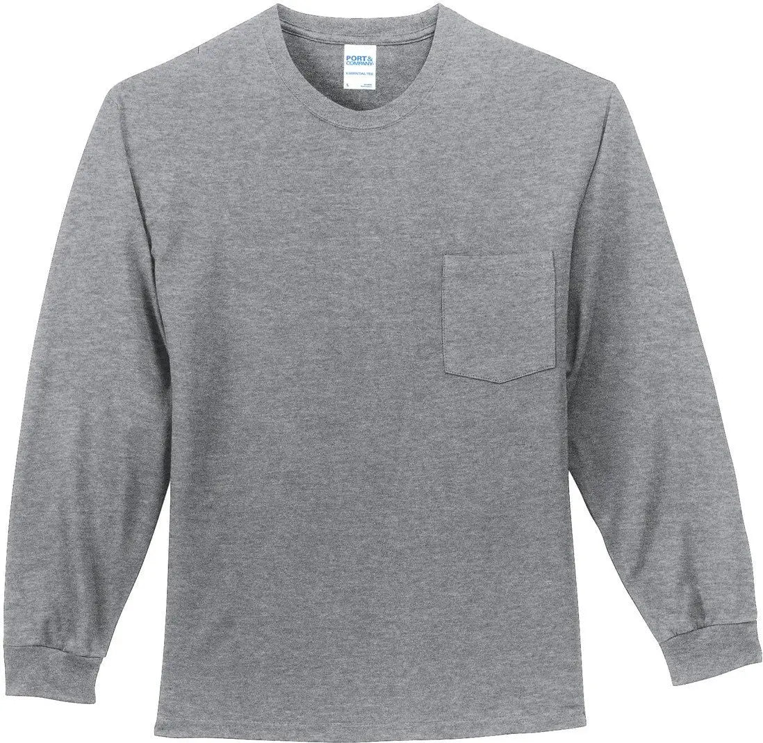 Port & Company Pc61lsp co Long Sleeve Essential Pocket Tee - Athletic Heather