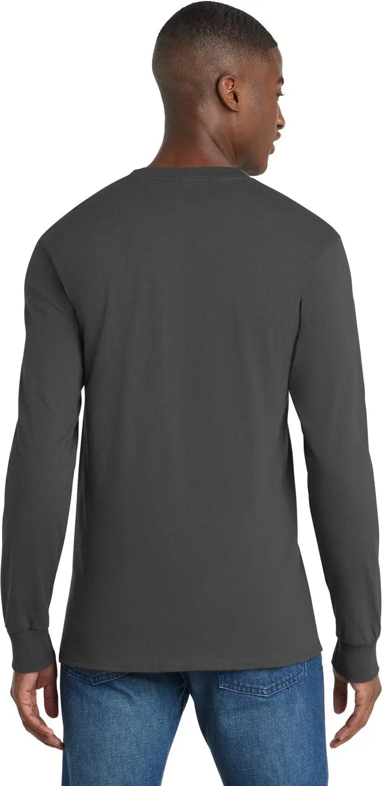 Port & Company Pc61lsp co Long Sleeve Essential Pocket Tee - Charcoal