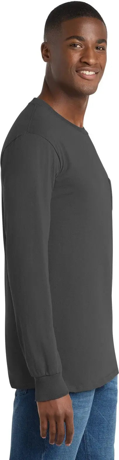 Port & Company Pc61lsp co Long Sleeve Essential Pocket Tee - Charcoal