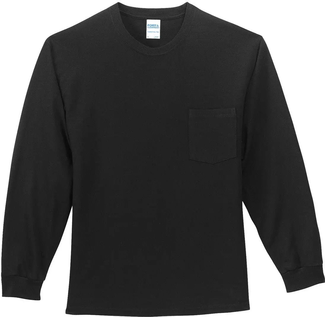 Port & Company Pc61lsp co Long Sleeve Essential Pocket Tee - Jet Black