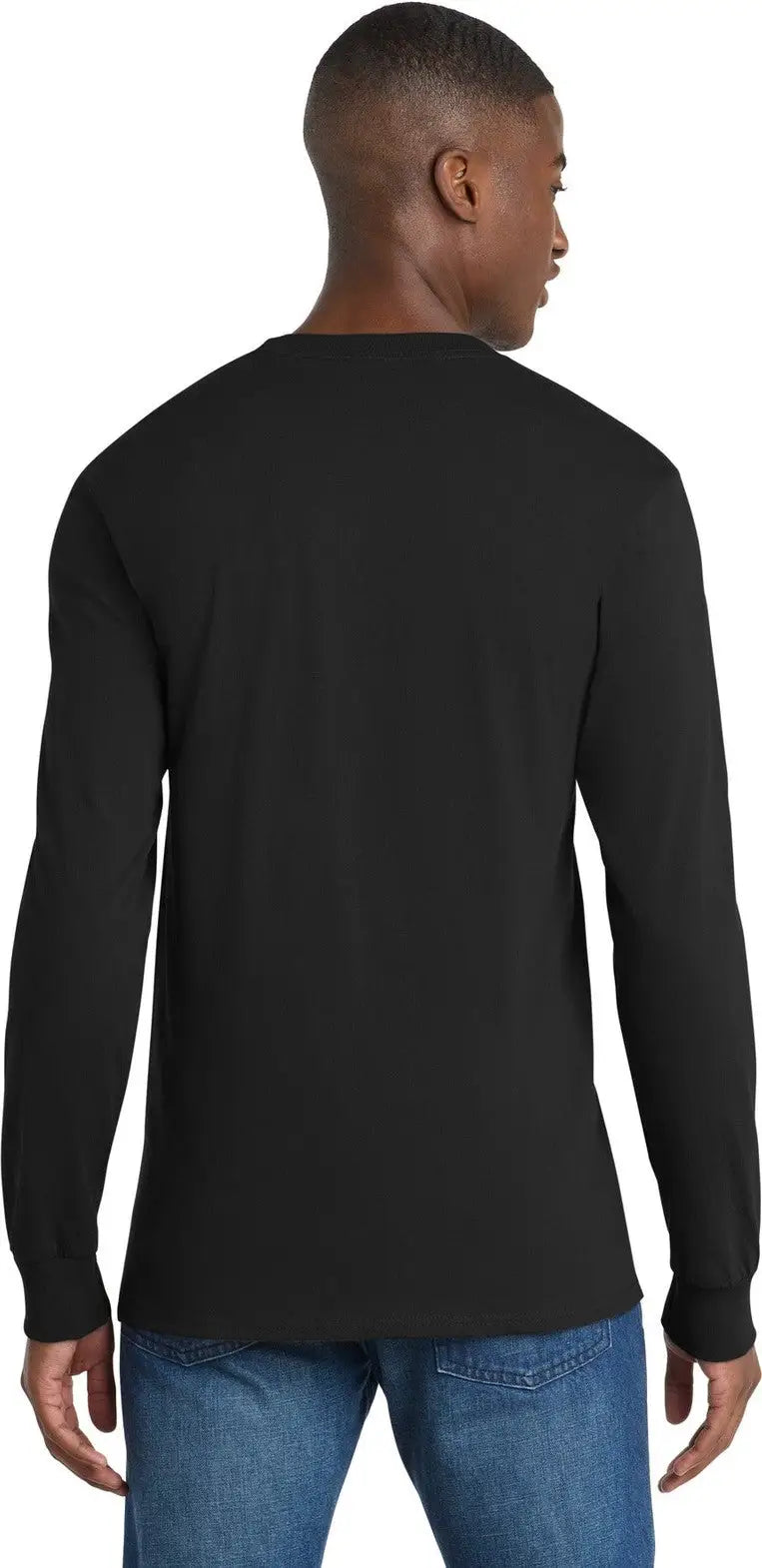 Port & Company Pc61lsp co Long Sleeve Essential Pocket Tee - Jet Black