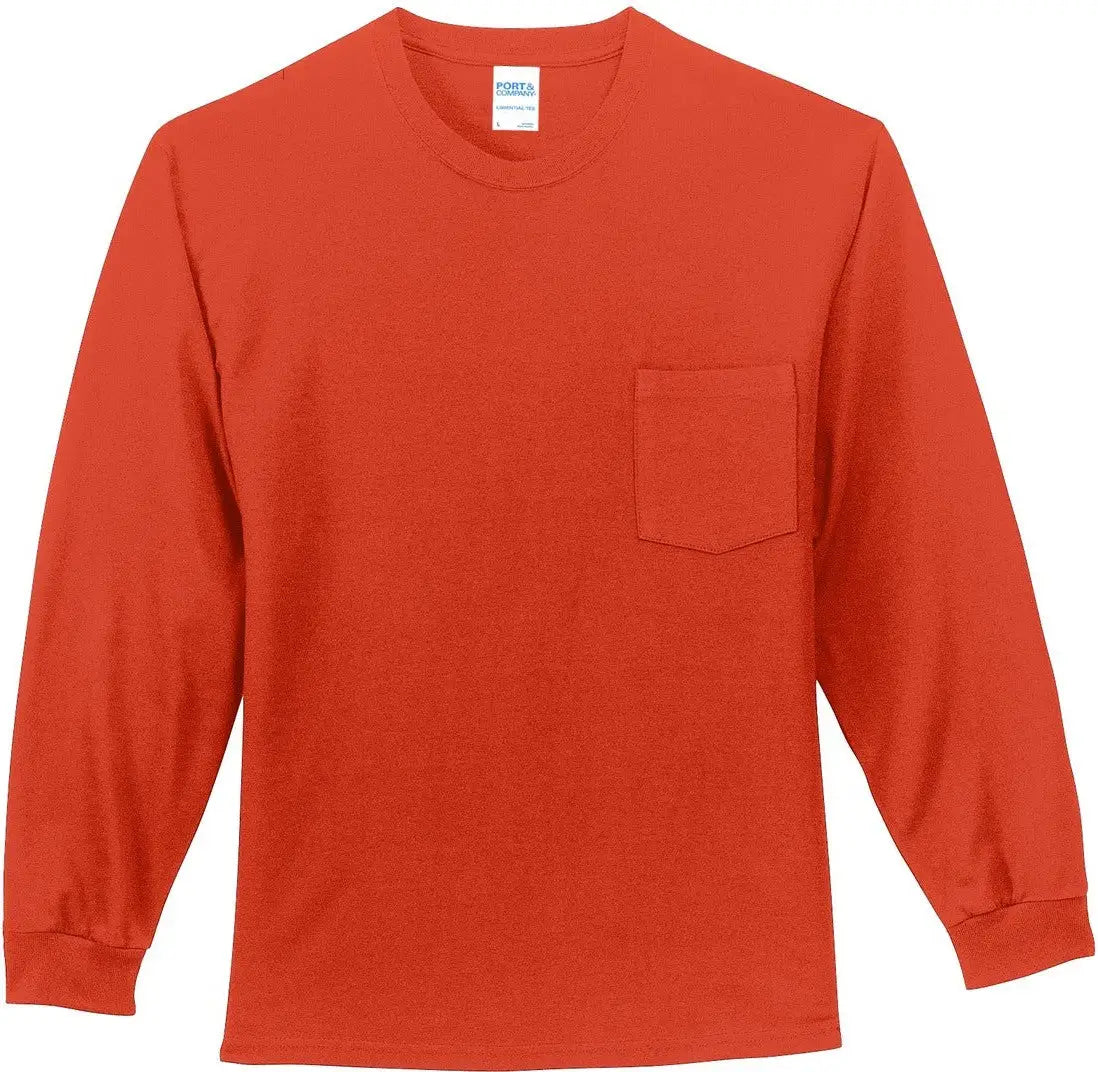 Port & Company Pc61lsp co Long Sleeve Essential Pocket Tee - Orange