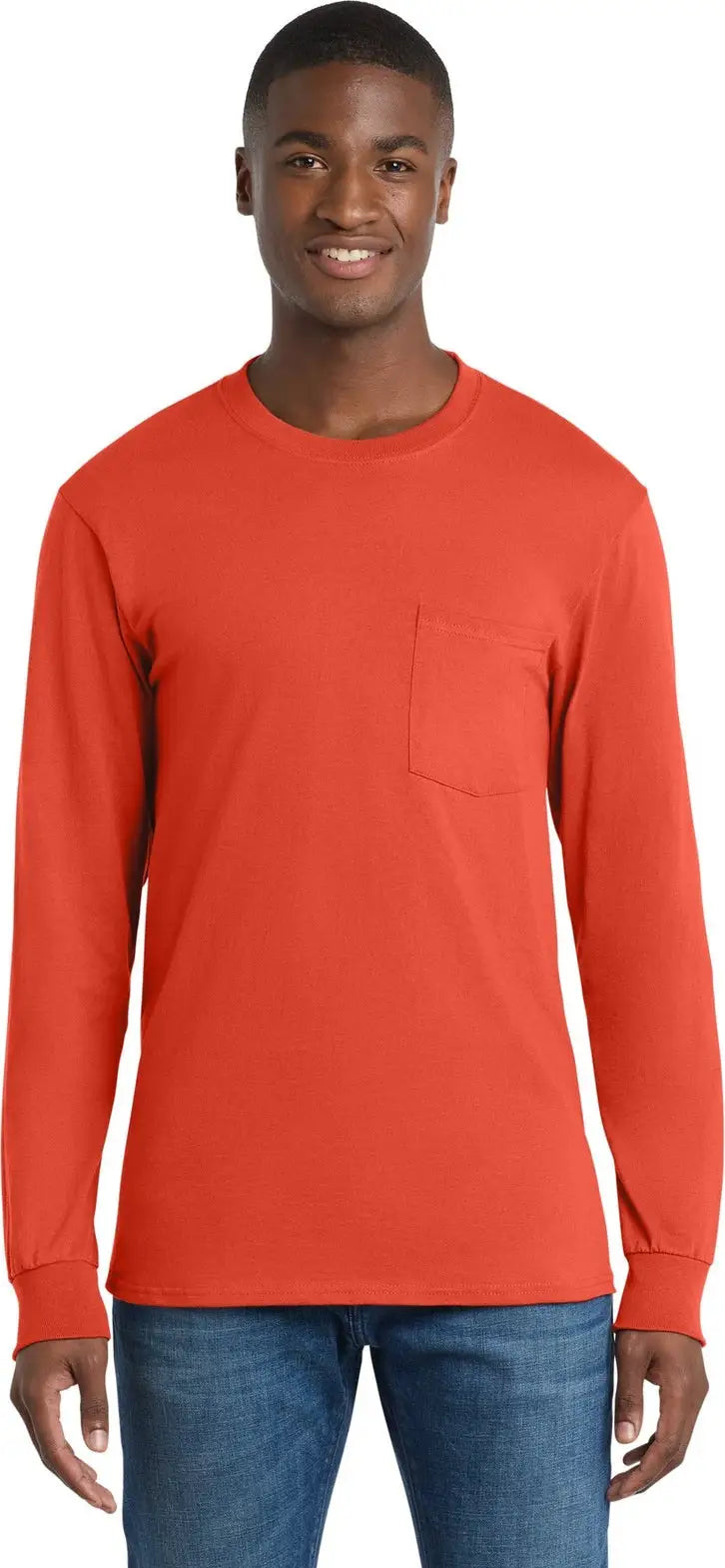 Port & Company Pc61lsp co Long Sleeve Essential Pocket Tee - Orange