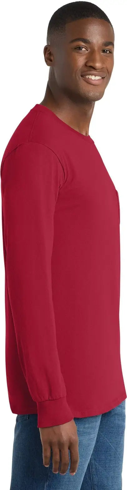 Port & Company Pc61lsp co Long Sleeve Essential Pocket Tee - Red