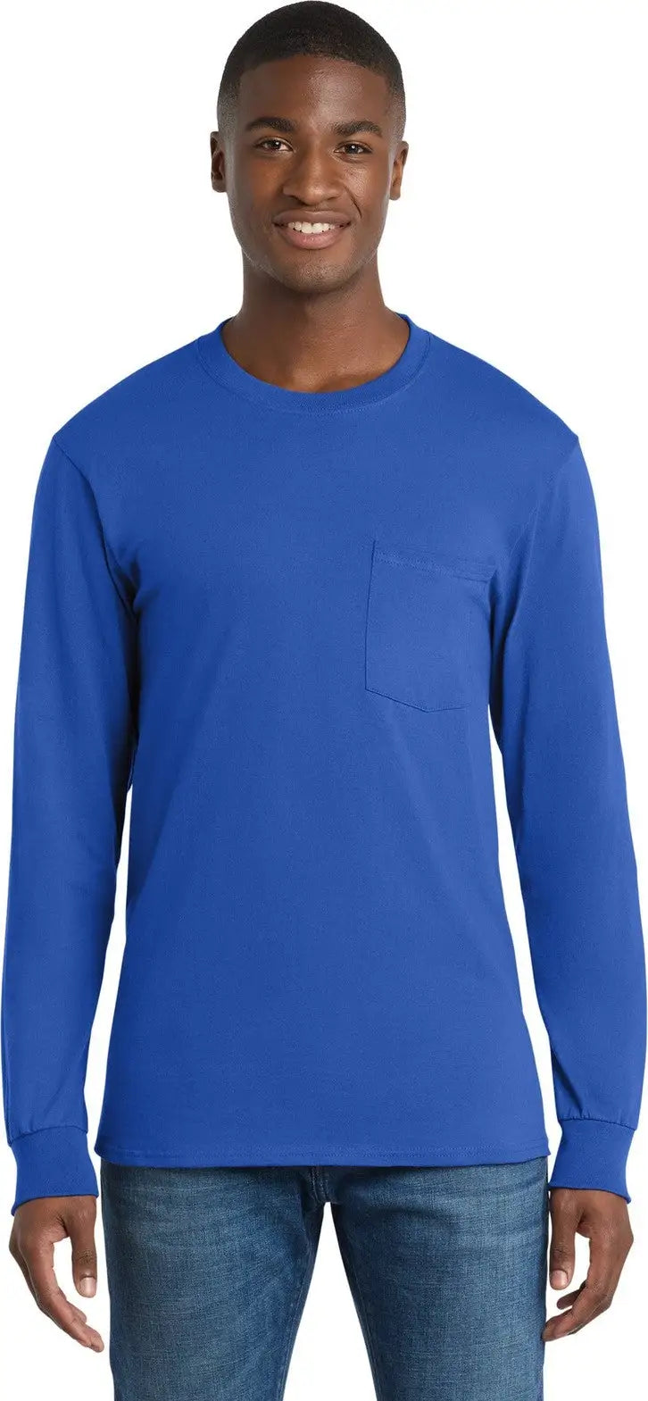 Port & Company Pc61lsp co Long Sleeve Essential Pocket Tee - Royal - Adult s