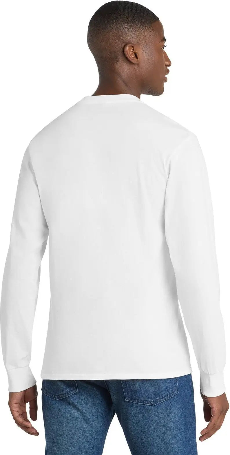 Port & Company Pc61lsp co Long Sleeve Essential Pocket Tee - White