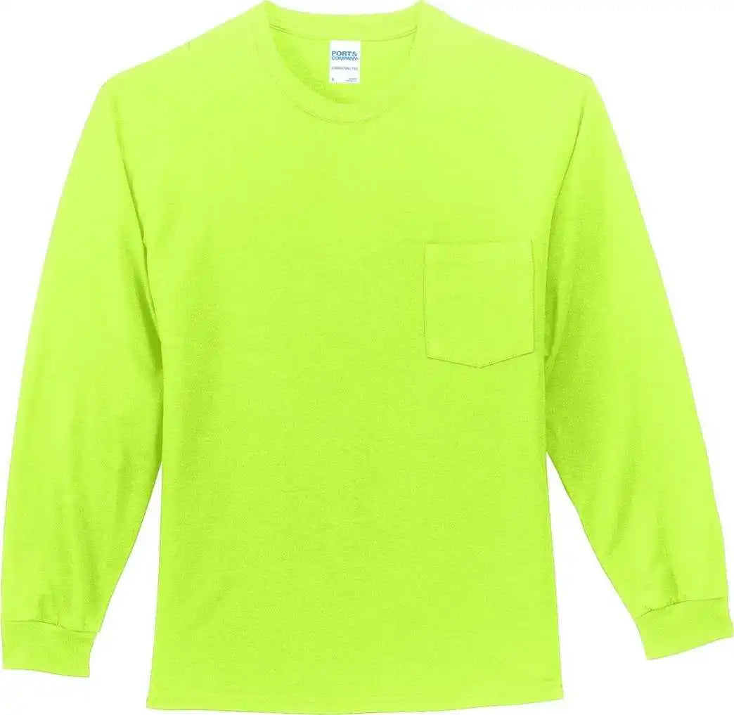 Port & Company Pc61lsp Long Sleeve Essential Pocket Tee - Sgreen