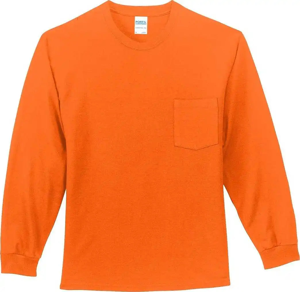 Port & Company Pc61lsp Long Sleeve Essential Pocket Tee - Sorange