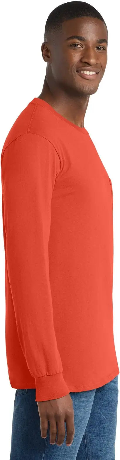 Port & Company Pc61lspt co Tall Long Sleeve Essential Pocket Tee - Orange