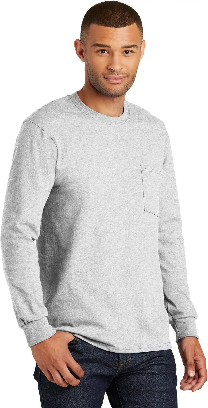 Port & Company Pc61lspt co Tall Long Sleeve Essential Pocket Tee - Ash