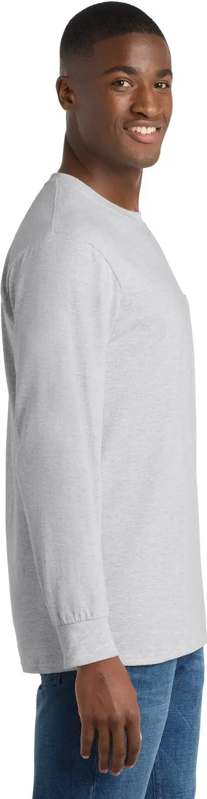 Port & Company Pc61lspt co Tall Long Sleeve Essential Pocket Tee - Ash