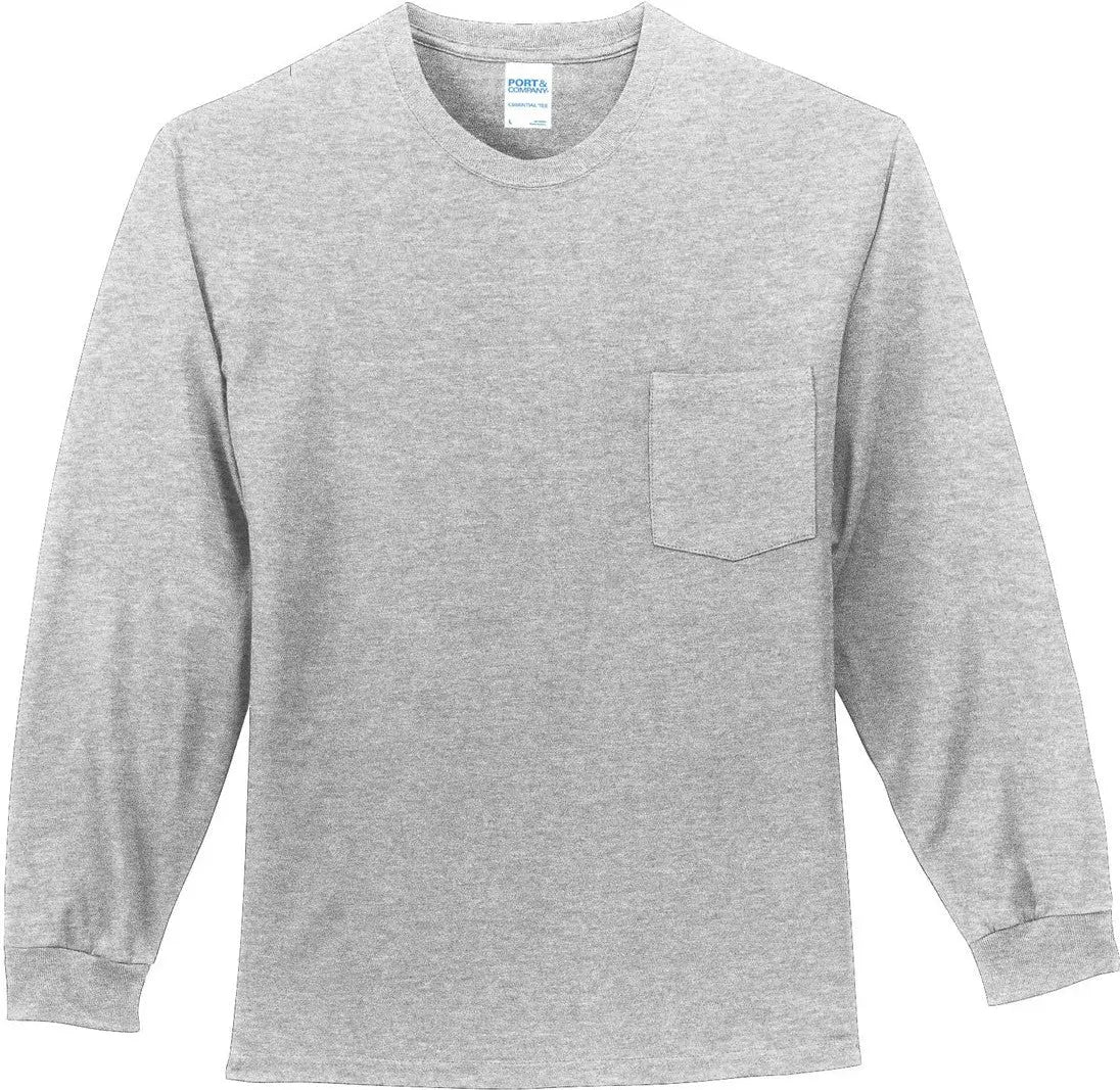 Port & Company Pc61lspt co Tall Long Sleeve Essential Pocket Tee - Ash