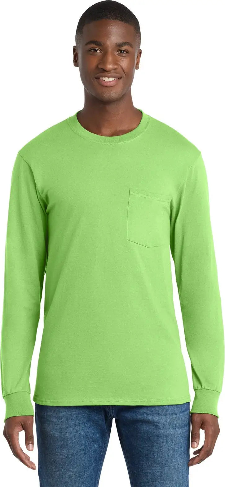 Port & Company Pc61lspt co Tall Long Sleeve Essential Pocket Tee - Lime - Adult l