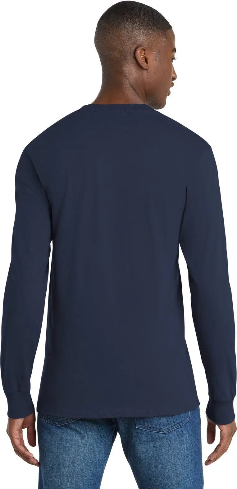 Port & Company Pc61lspt co Tall Long Sleeve Essential Pocket Tee - Navy