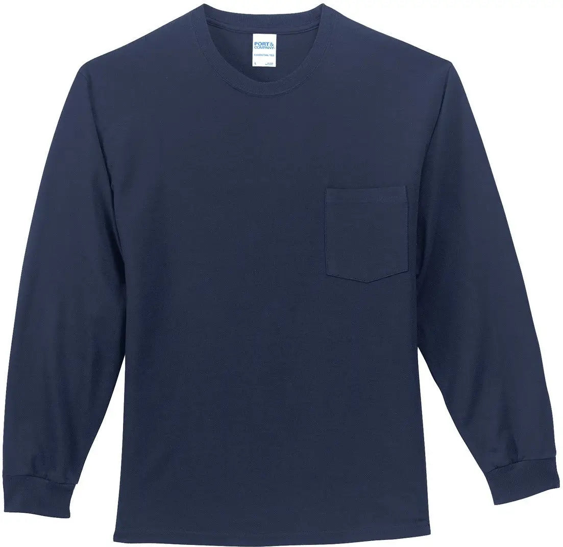 Port & Company Pc61lspt co Tall Long Sleeve Essential Pocket Tee - Navy