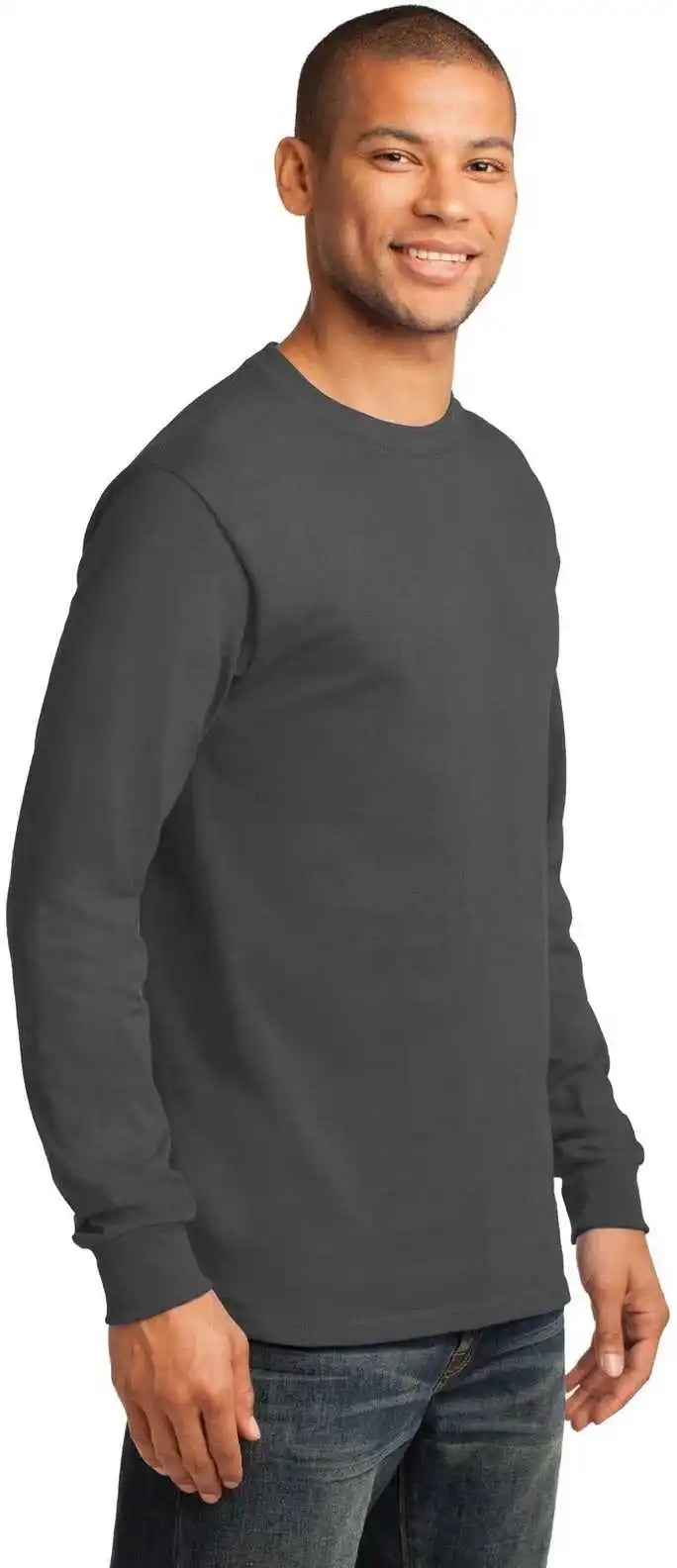 Port & Company Pc61lst Tall Long Sleeve Essential Tee Charcoal