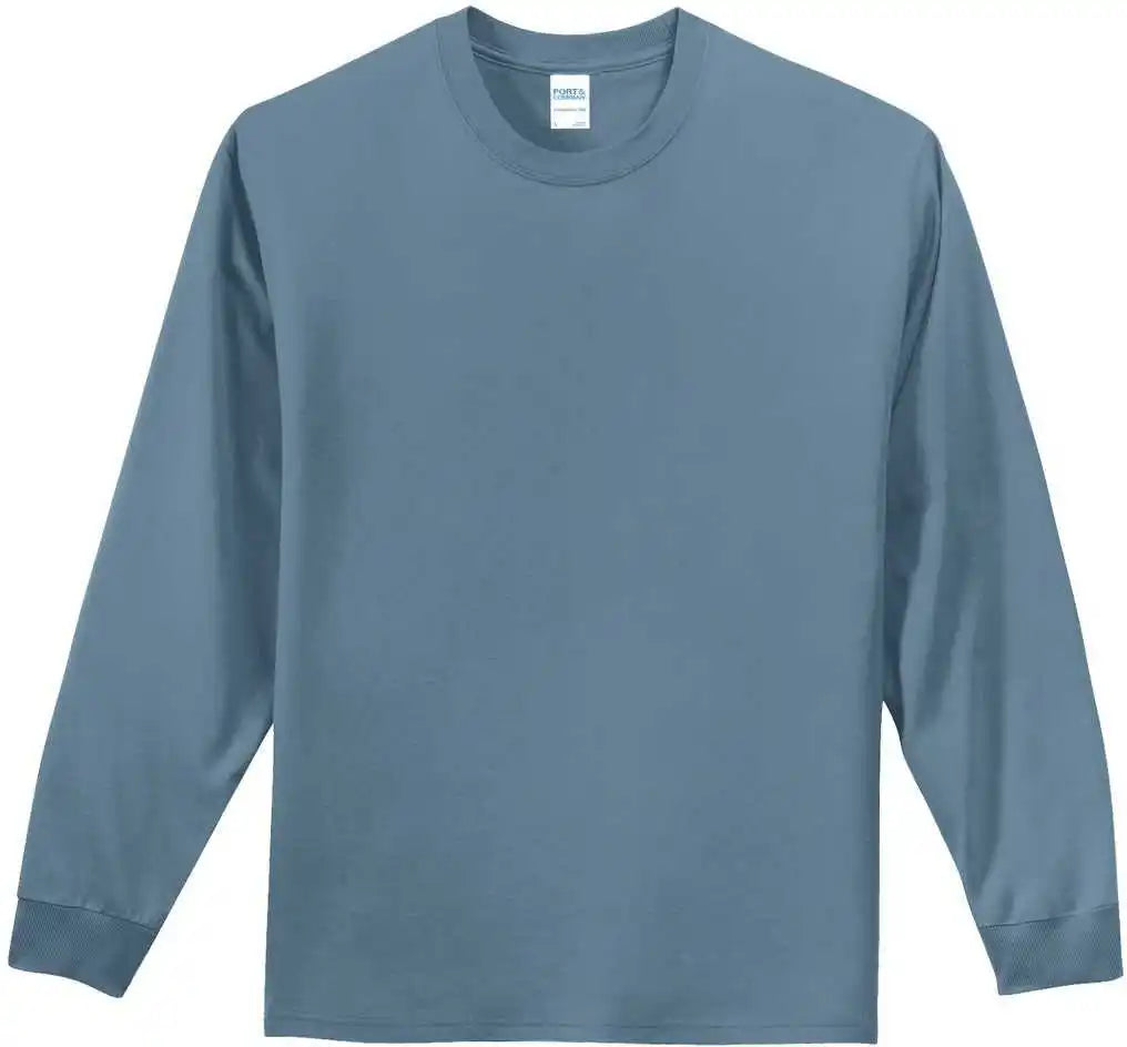Port &amp; Company Pc61lst Tall Long Sleeve Essential Tee Stonewashed Blue