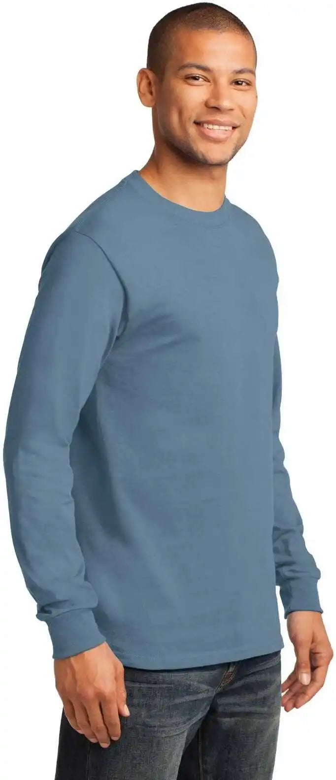 Port &amp; Company Pc61lst Tall Long Sleeve Essential Tee Stonewashed Blue