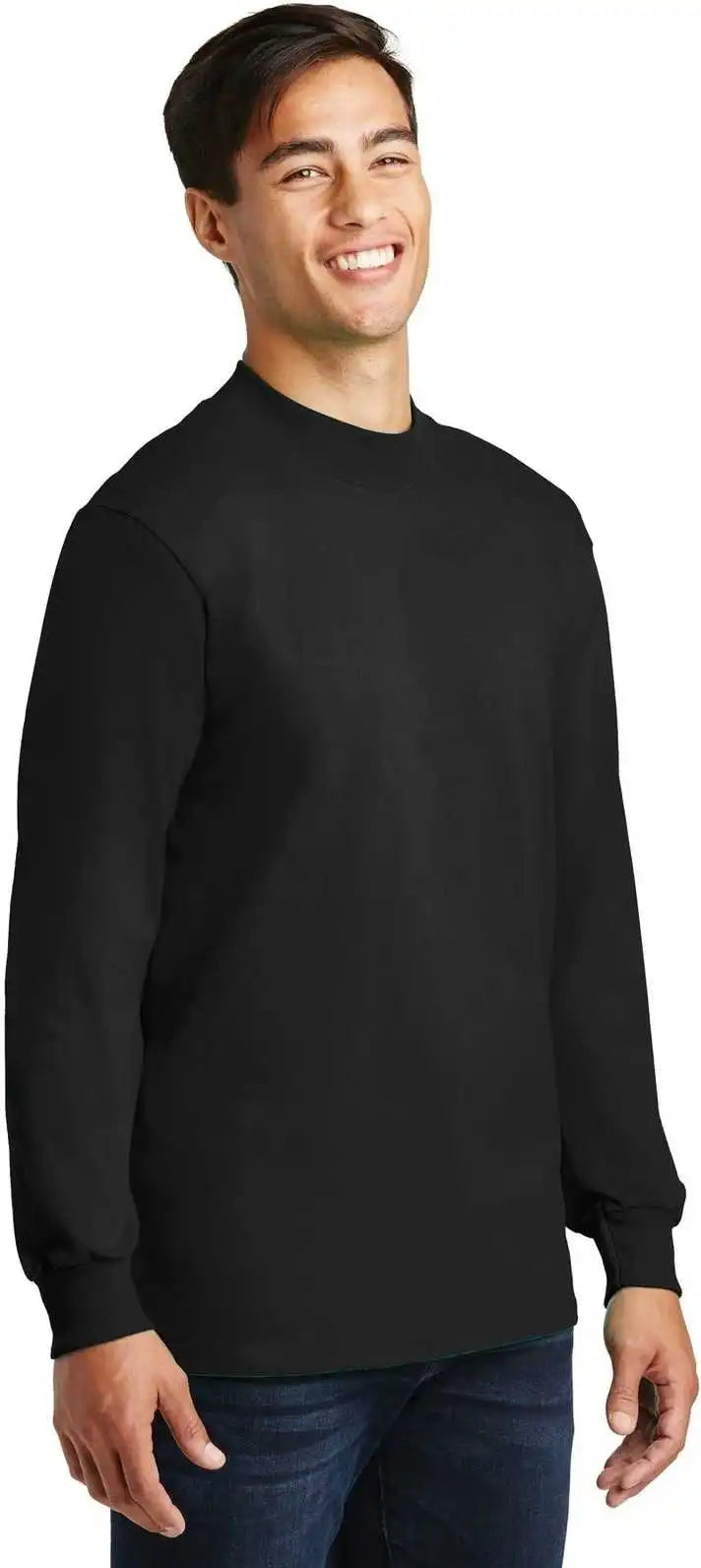 Port &amp; Company Pc61m Essential Mock Turtleneck Jet Black
