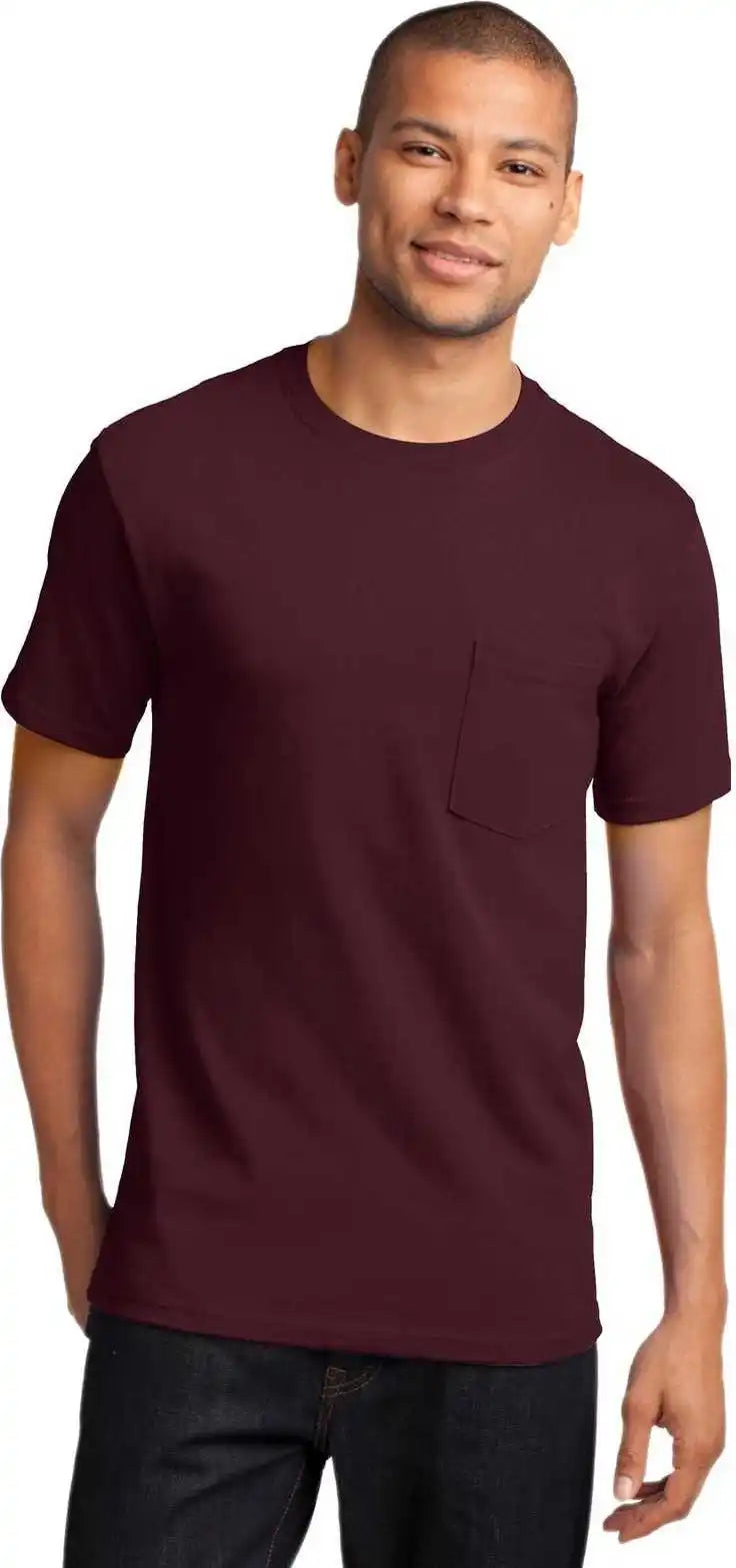 Port & Company Pc61p Essential Pocket Tee Athletic Maroon