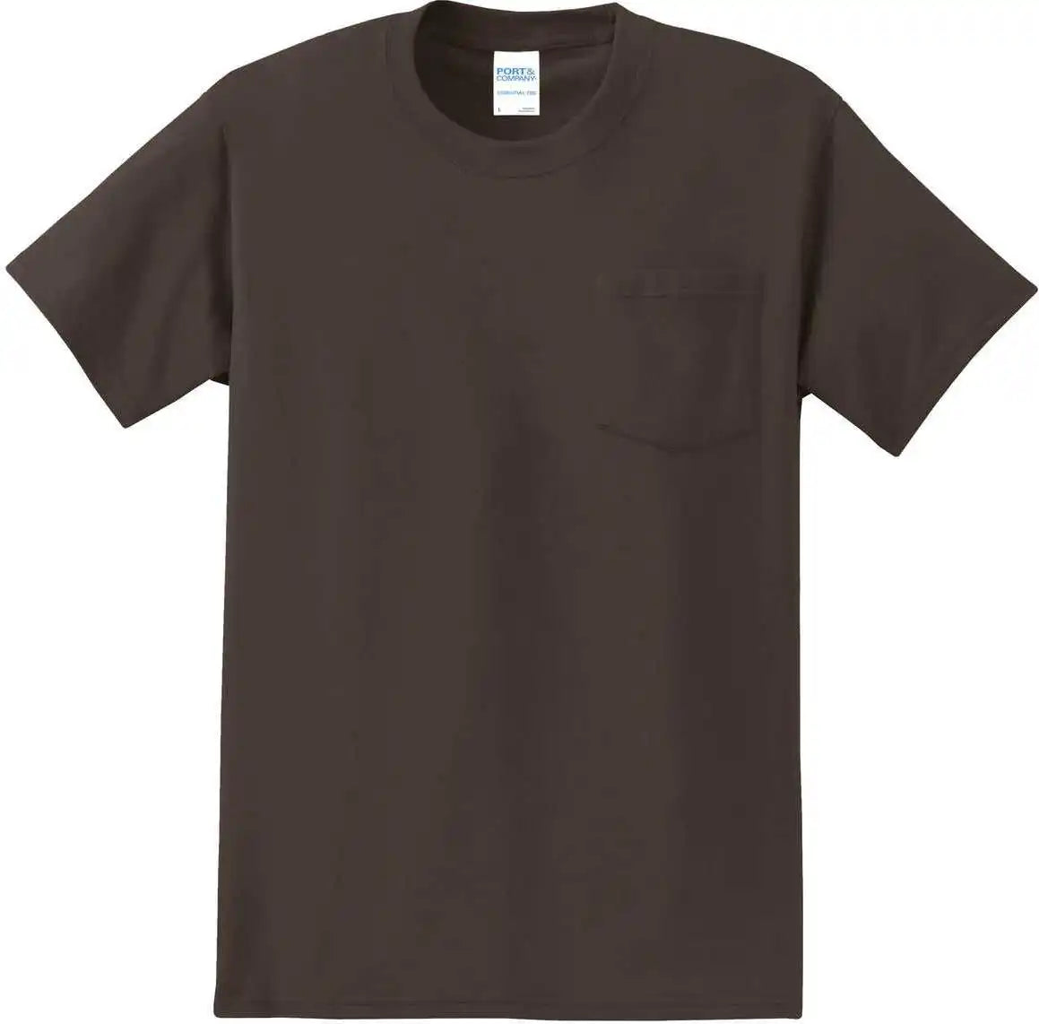 Port &amp; Company Pc61p Essential Pocket Tee Brown