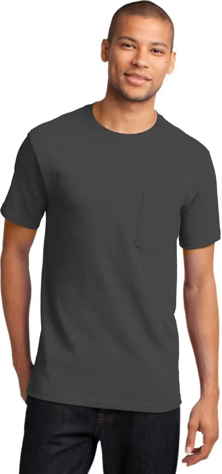 Port & Company Pc61p Essential Pocket Tee Charcoal