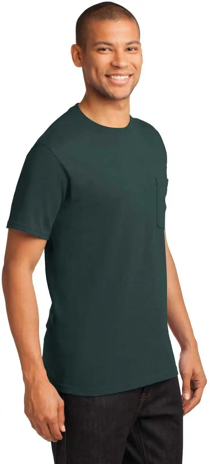 Port &amp; Company Pc61p Essential Pocket Tee Dark Green