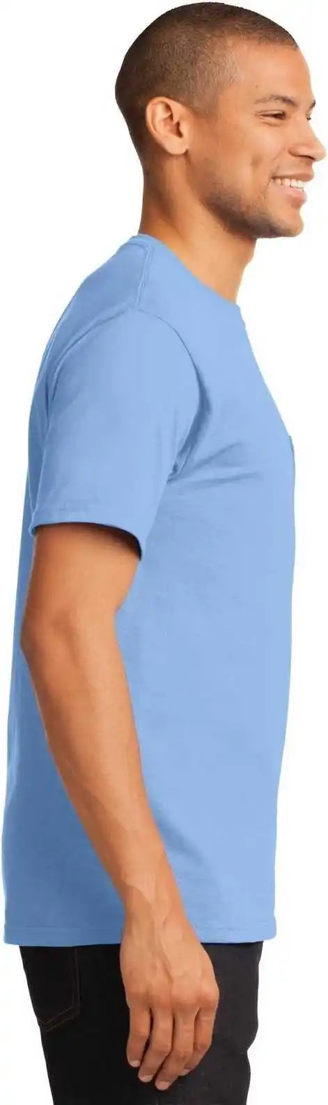 Port &amp; Company Pc61p Essential Pocket Tee Light Blue