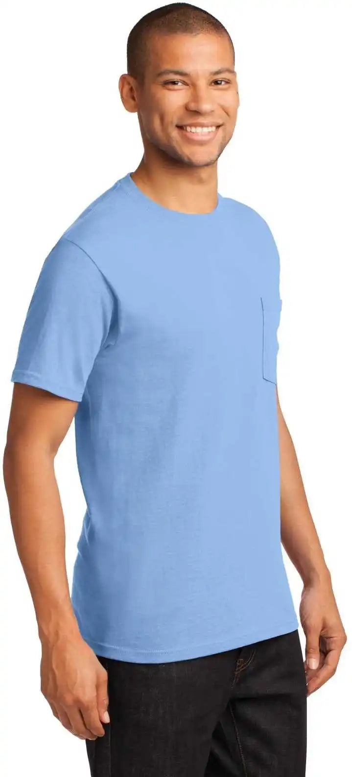 Port &amp; Company Pc61p Essential Pocket Tee Light Blue