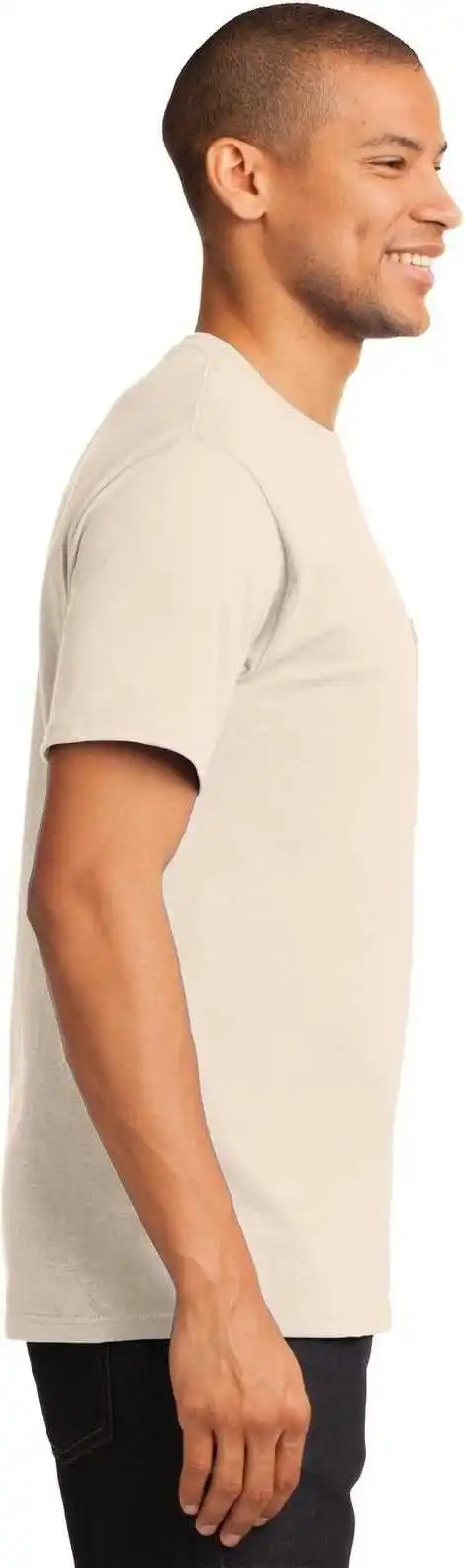Port &amp; Company Pc61p Essential Pocket Tee Natural