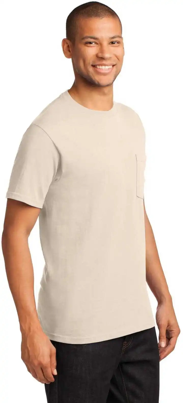 Port &amp; Company Pc61p Essential Pocket Tee Natural