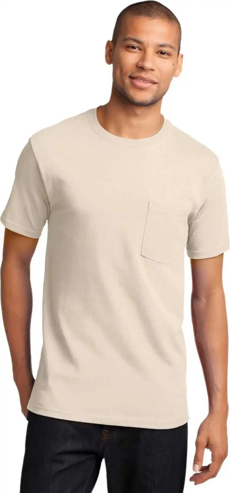 Port &amp; Company Pc61p Essential Pocket Tee Natural