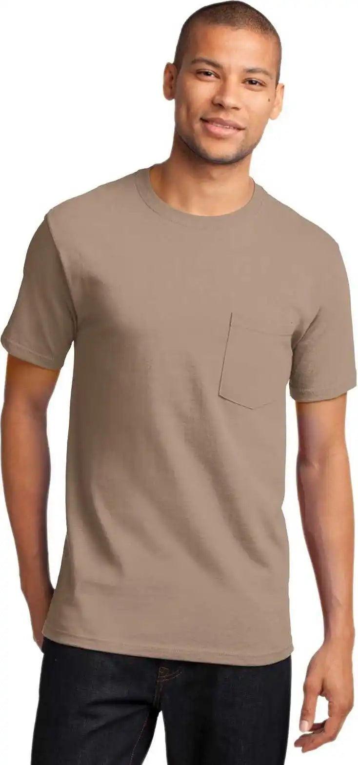 Port & Company Pc61p Essential Pocket Tee Sand