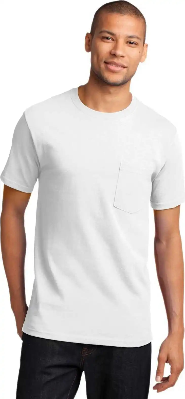 Port & Company Pc61p Essential Pocket Tee - White