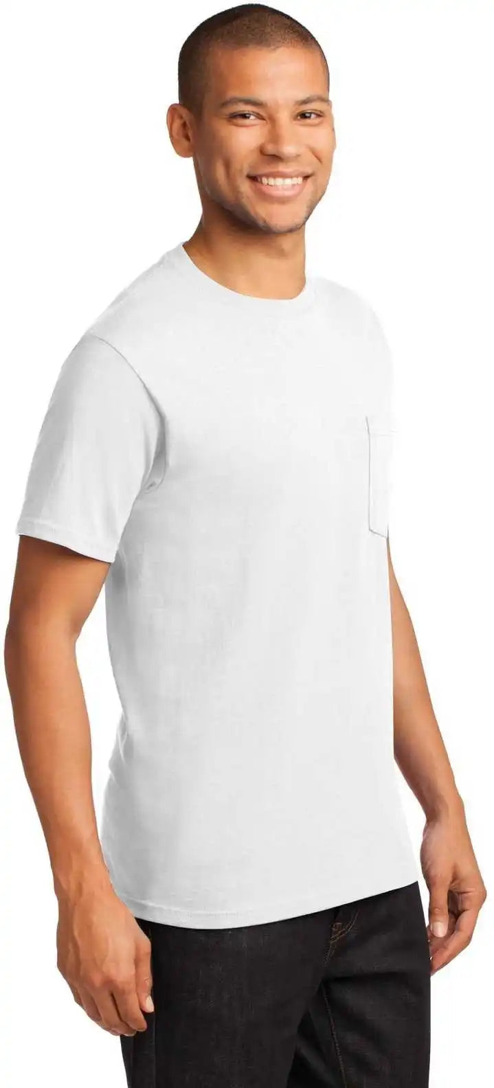 Port &amp; Company Pc61p Essential Pocket Tee White
