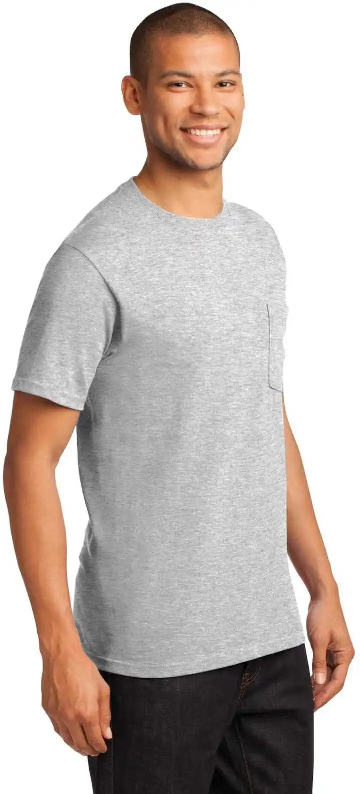 Port &amp; Company Pc61pt Tall Essential Pocket Tee Ash