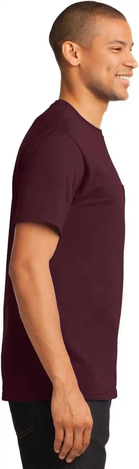 Port &amp; Company Pc61pt Tall Essential Pocket Tee Athletic Maroon