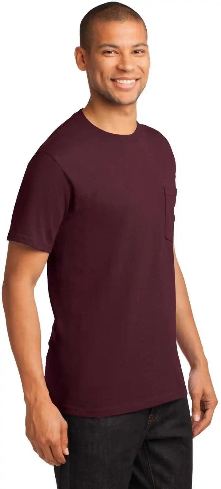 Port &amp; Company Pc61pt Tall Essential Pocket Tee Athletic Maroon
