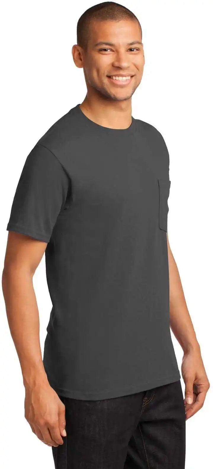 Port &amp; Company Pc61pt Tall Essential Pocket Tee Charcoal