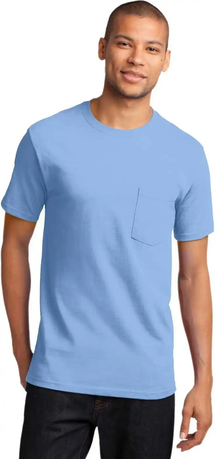 Port & Company Pc61pt Tall Essential Pocket Tee Light Blue