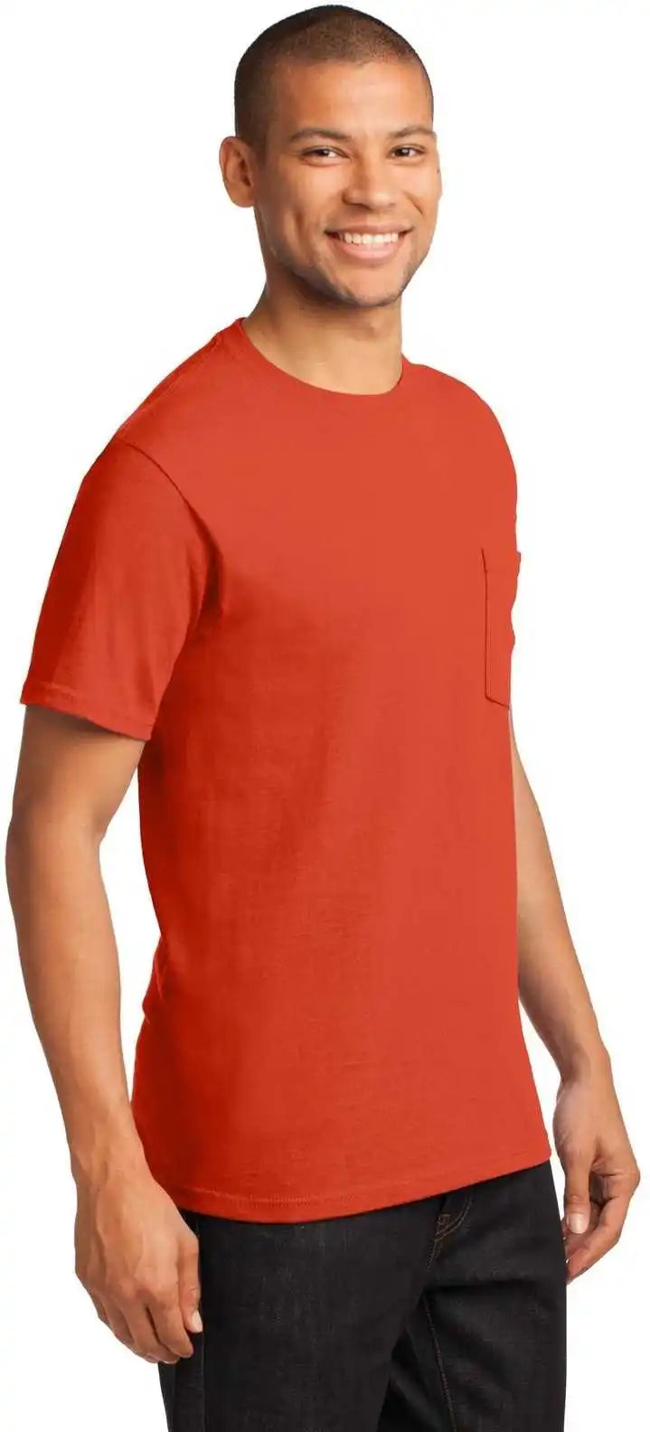 Port &amp; Company Pc61pt Tall Essential Pocket Tee Orange