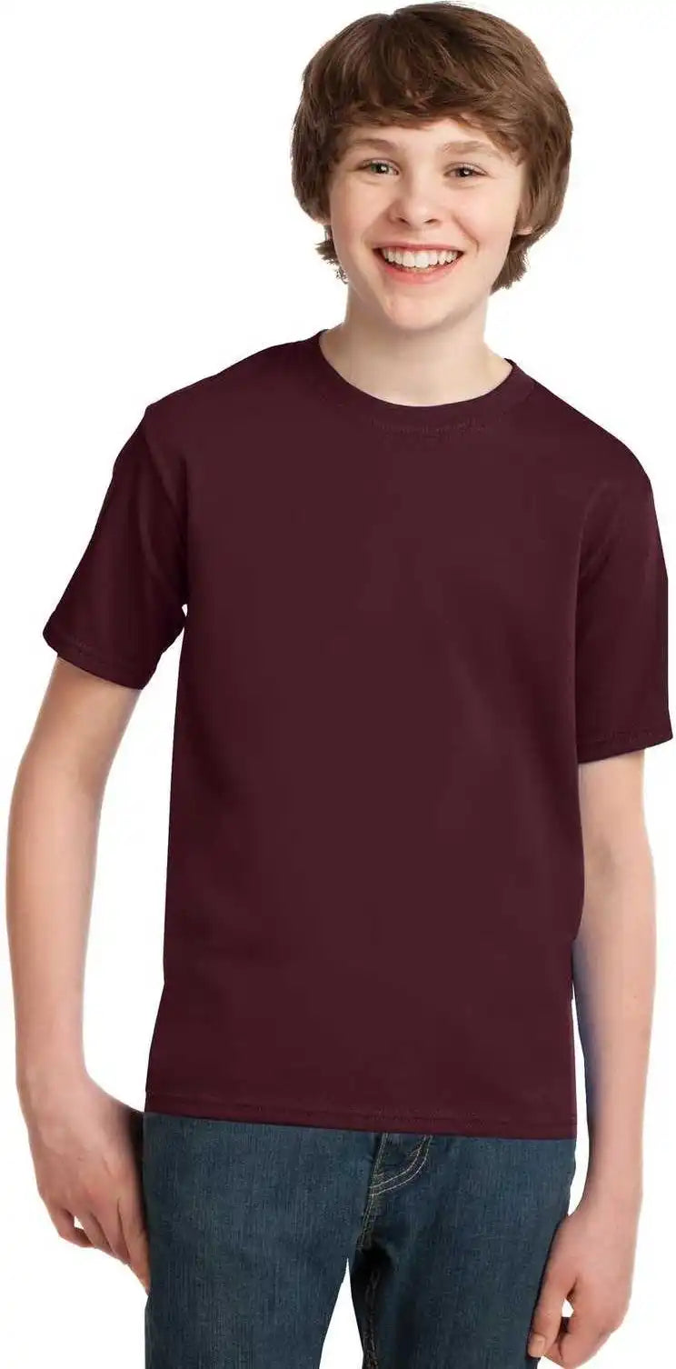Port & Company Pc61y Youth Essential Tee Athletic Maroon