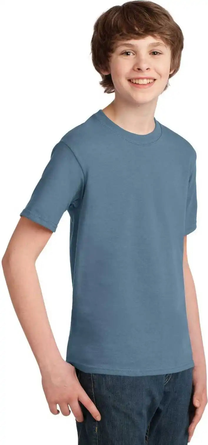 Port &amp; Company Pc61y Youth Essential Tee Stonewashed Blue